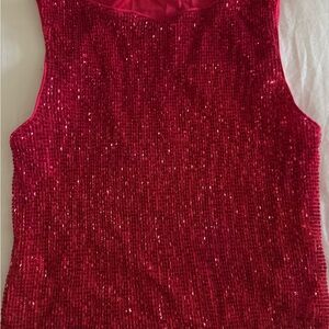 Lovers + Friends Pink Sequin Tank Top